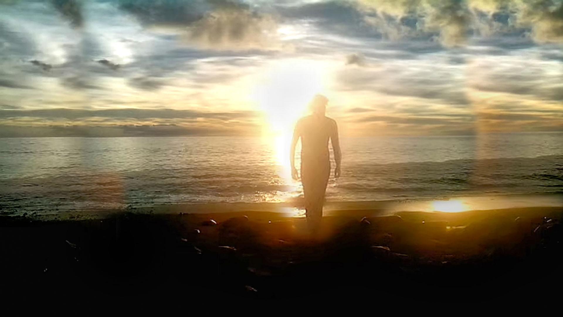 Walking into sunset