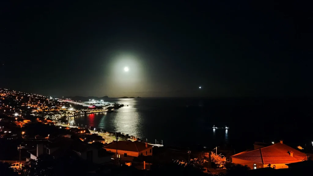Moonlight boat and plane